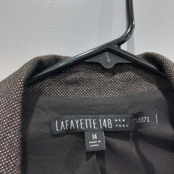 Lafayette 148 Brown Textured Open Front Wool Blazer Size 14 - Picture 7 of 9